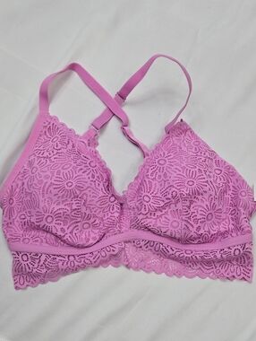 Auden Floral Lace Bralette with Adjustable Straps - Pink
